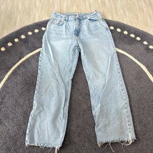 Light Blue Frayed Hem Jeans